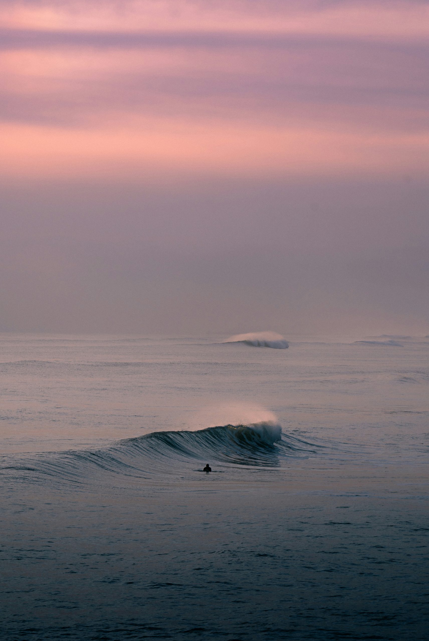 Serene Lone Surfer Waiting For