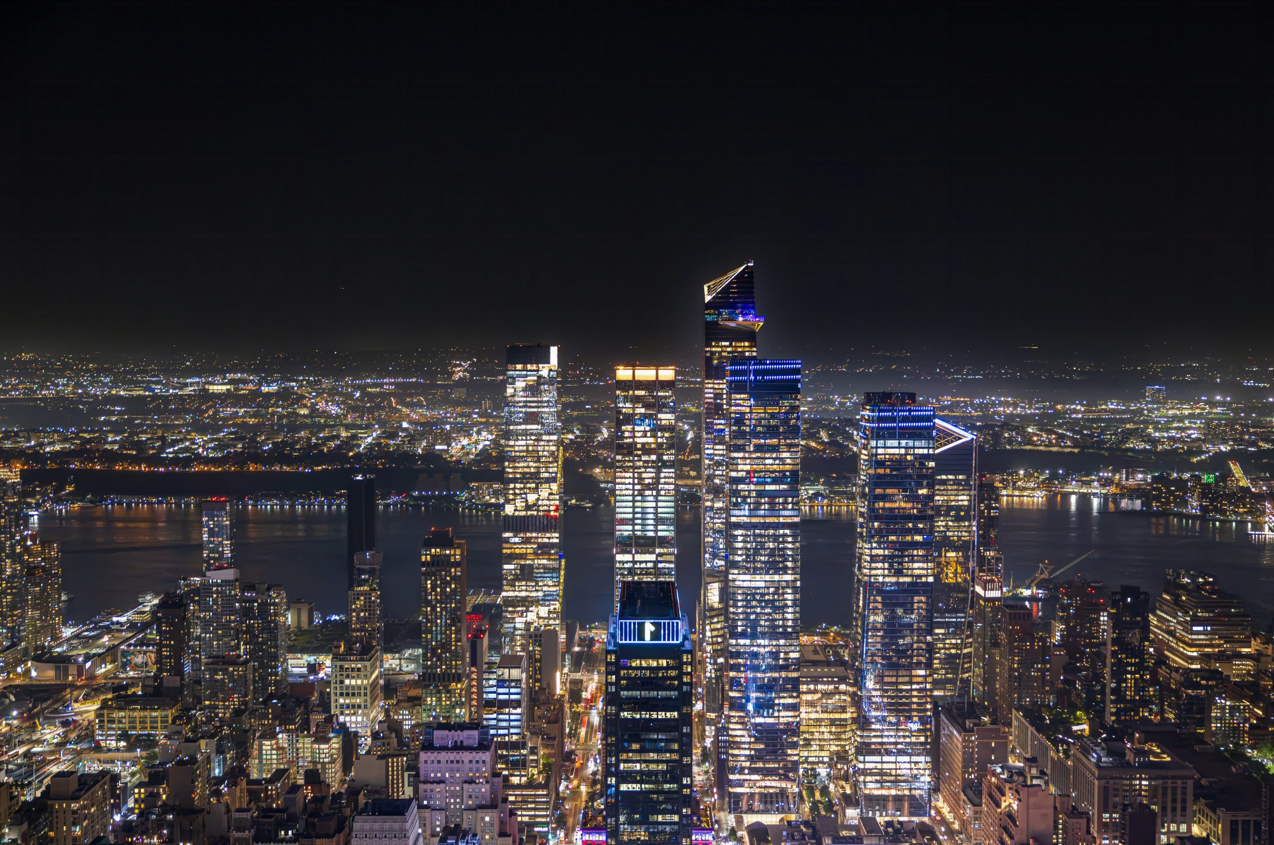Crimson Illuminated Skyscrapers