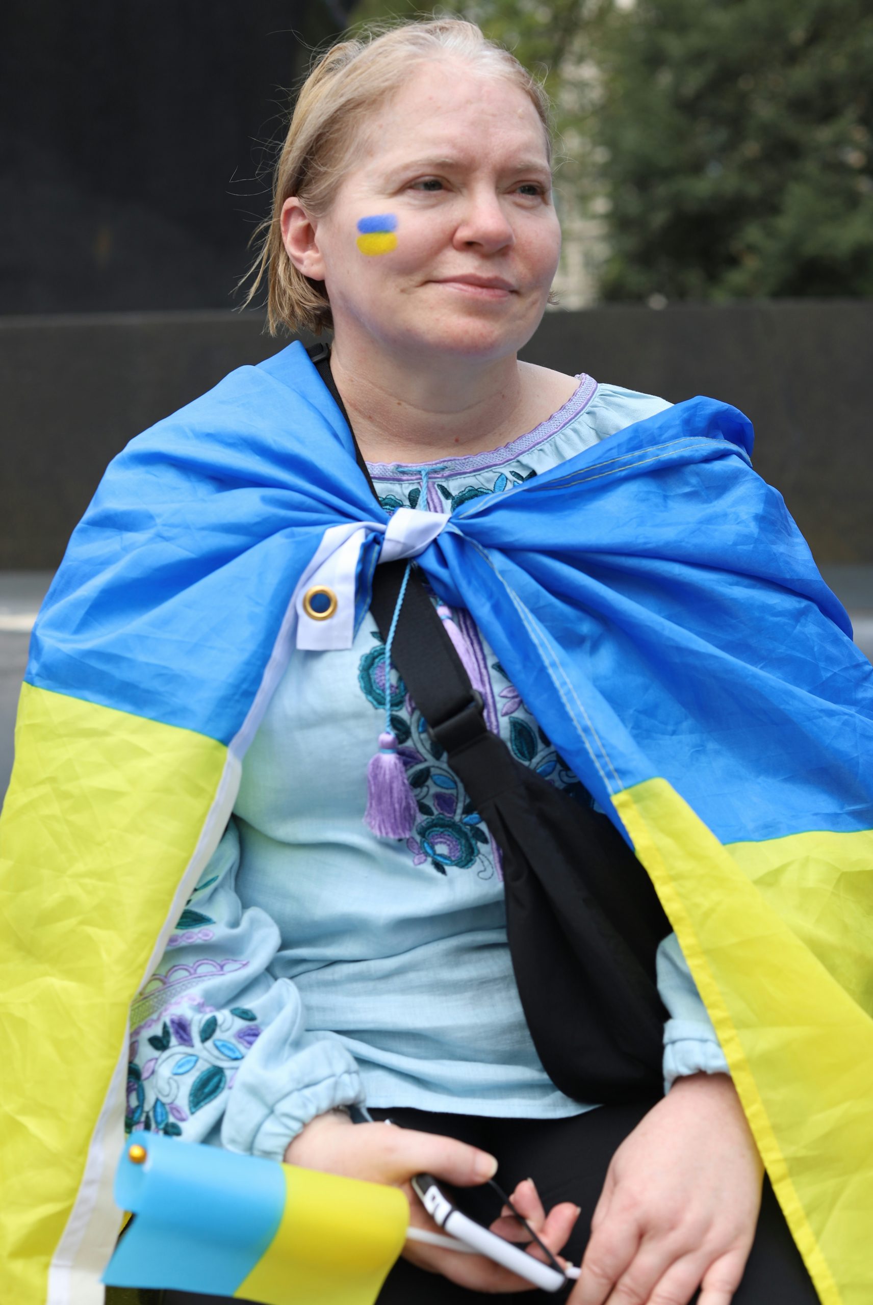 Tranquil Woman Wearing A Blue