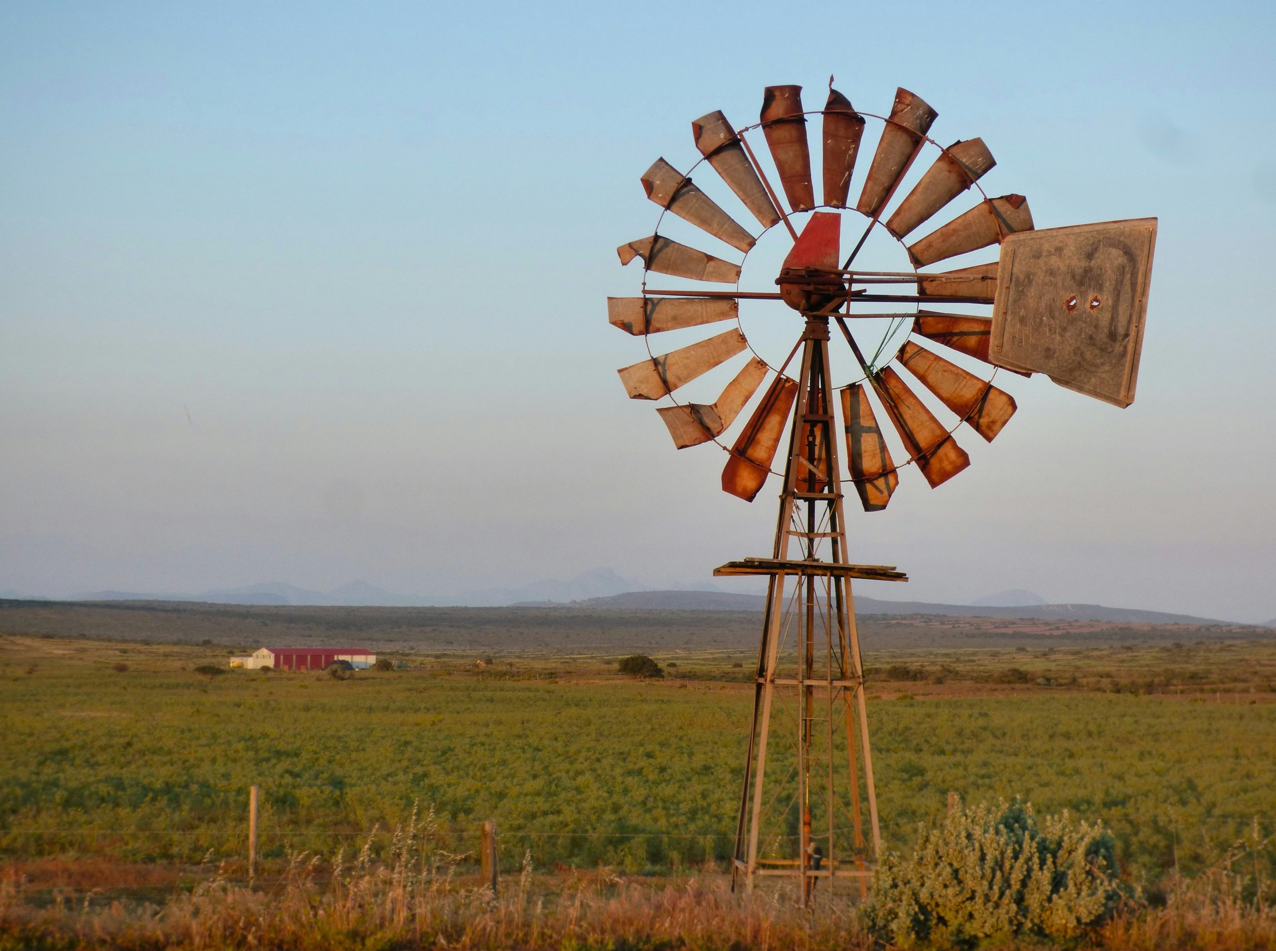 Crimson Weathered Metal Windmill