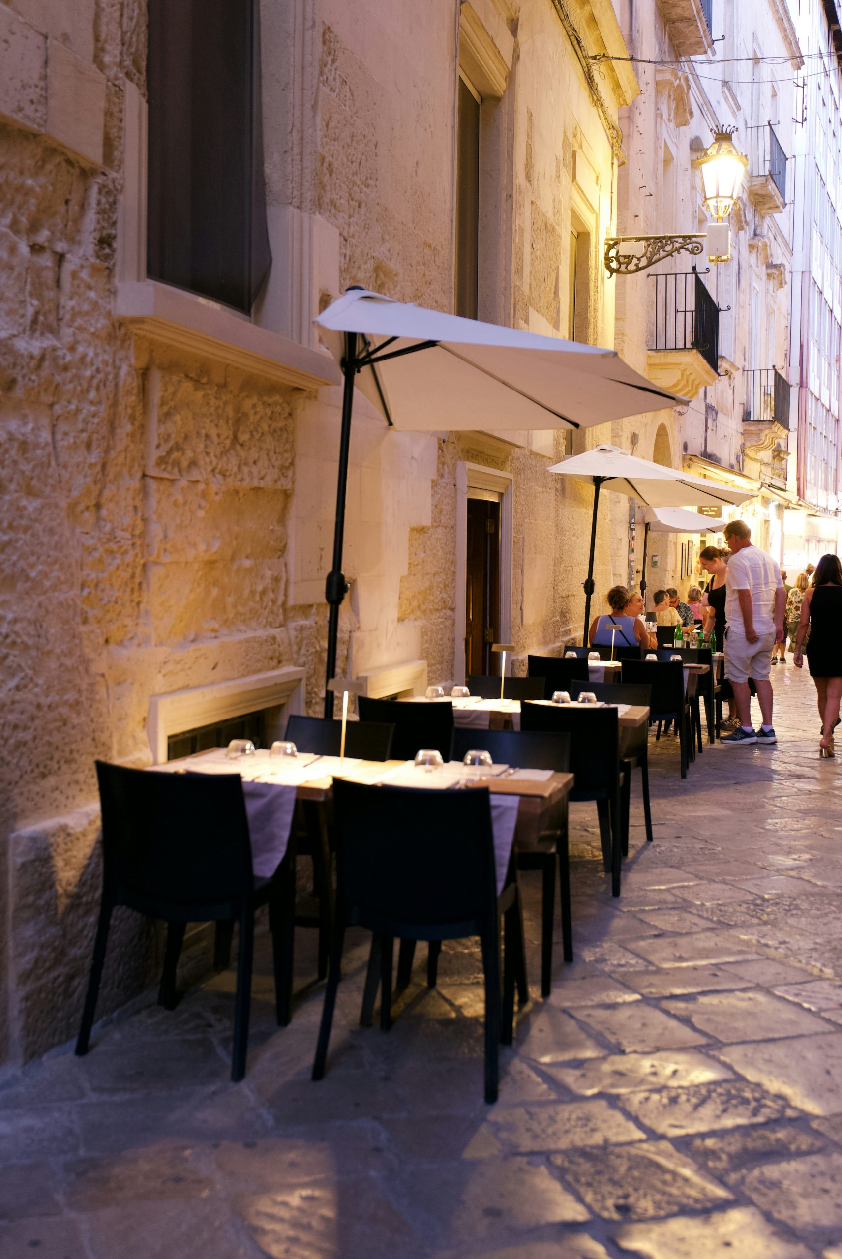 Dawnlit Outdoor Restaurant Tables