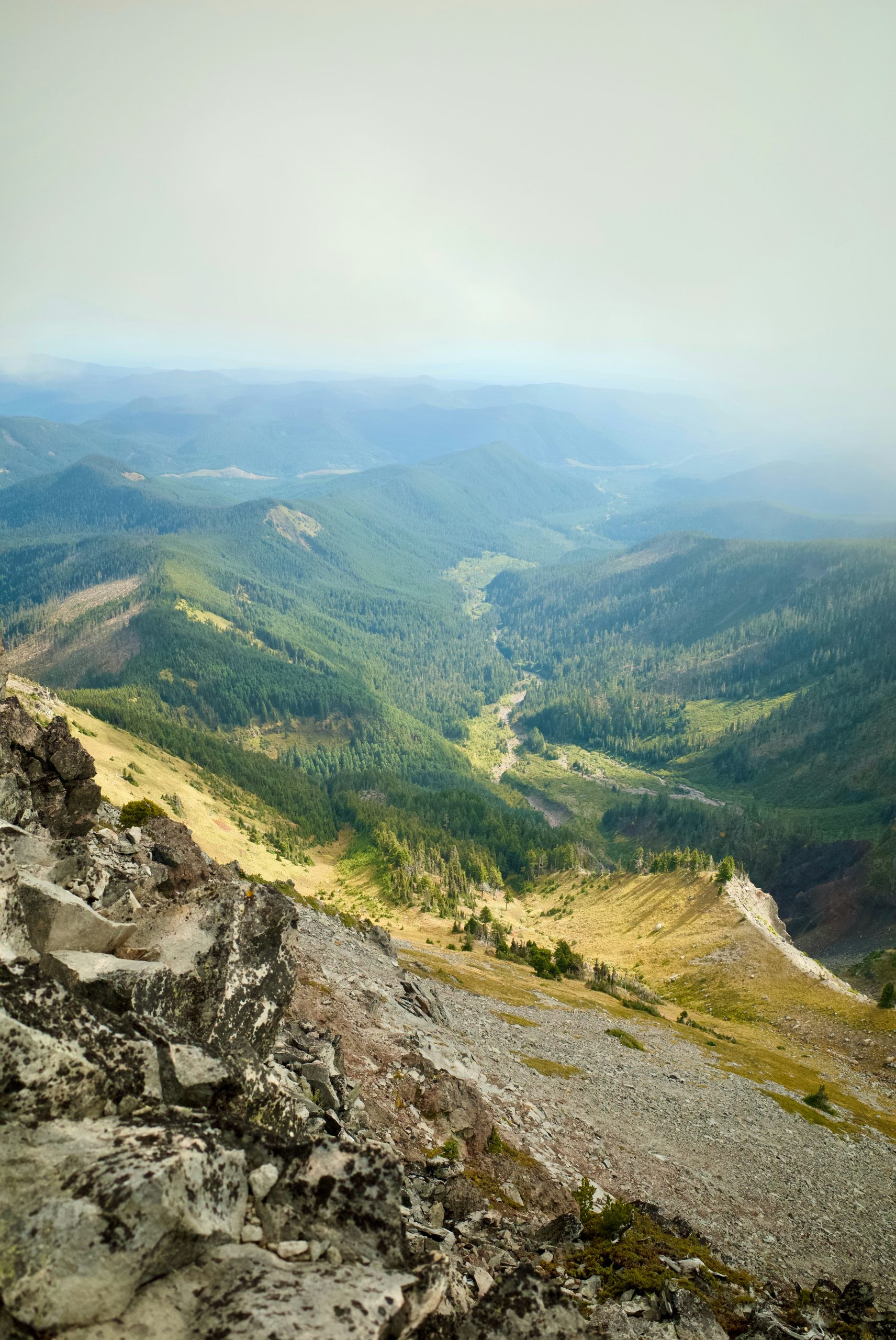 Dawnlit Steep Rocky Slope Overlooking