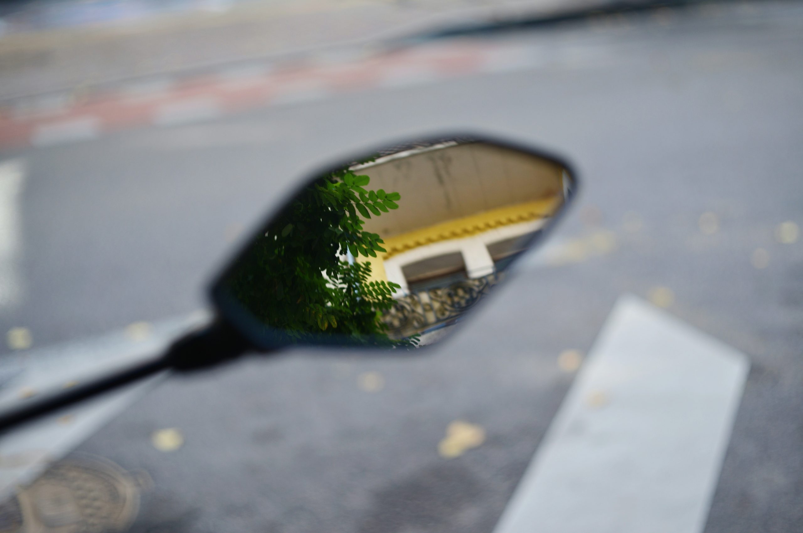 Dreamy Motorcycle Mirror Reflecting A