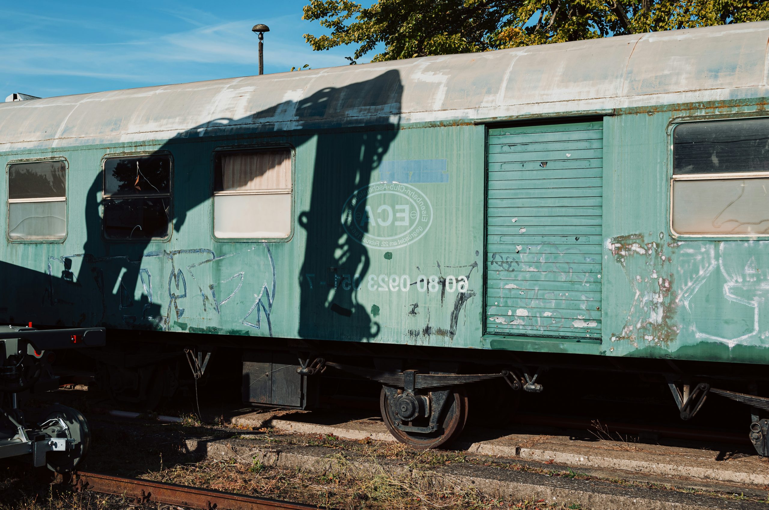 Dreamy Weathered Green Train Carriage