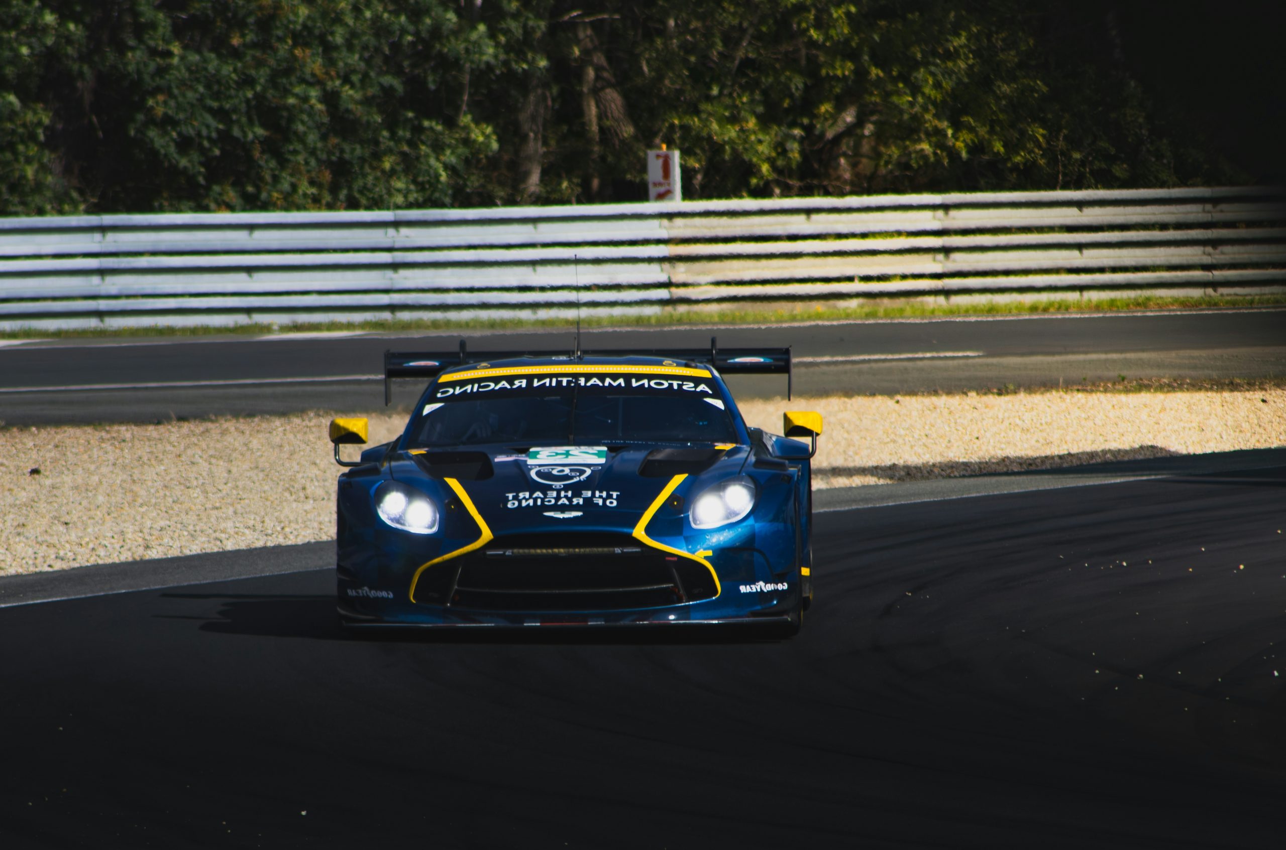 Emerald Blue Aston Martin Race