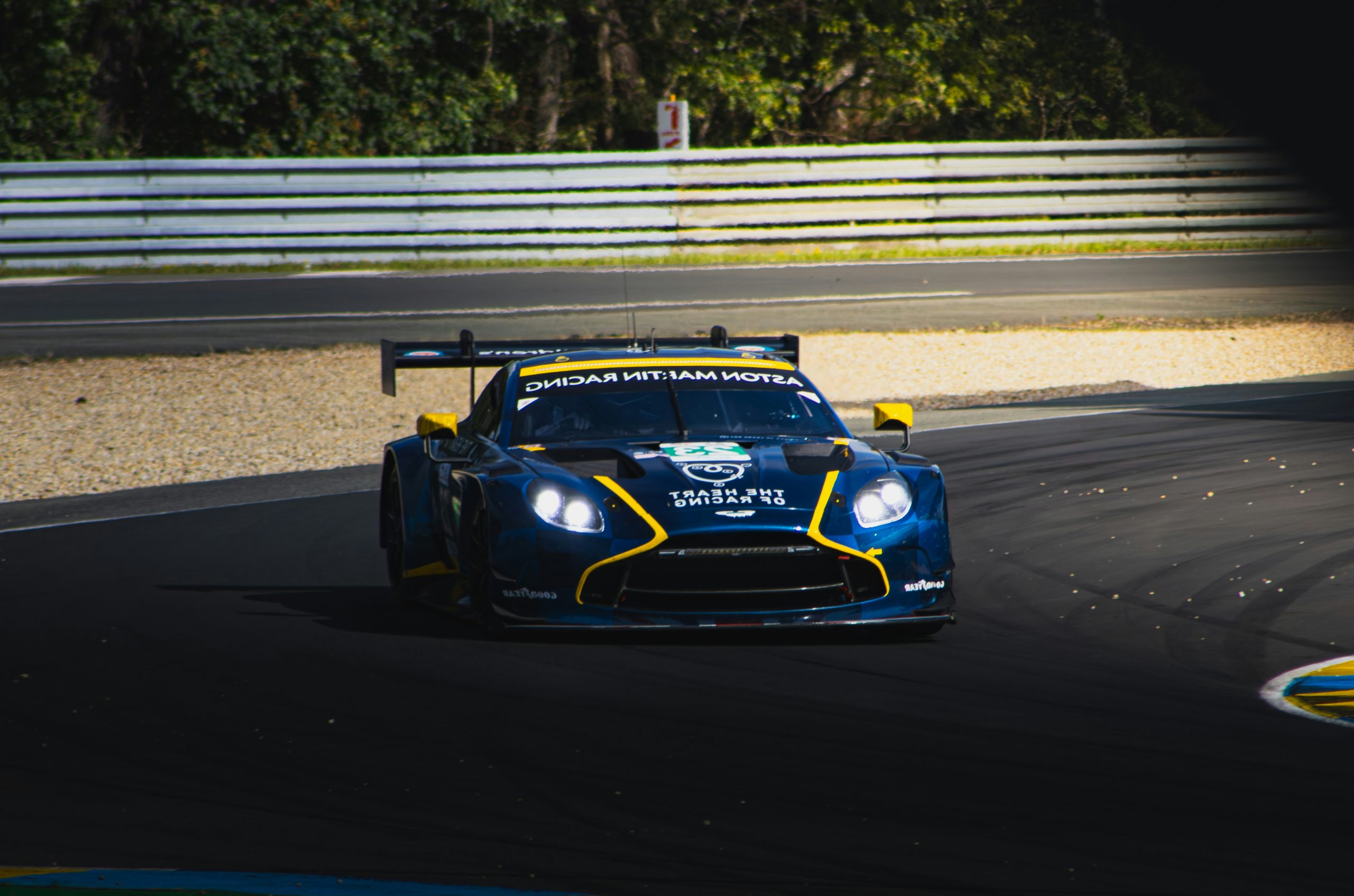 Glowing Blue Aston Martin Race