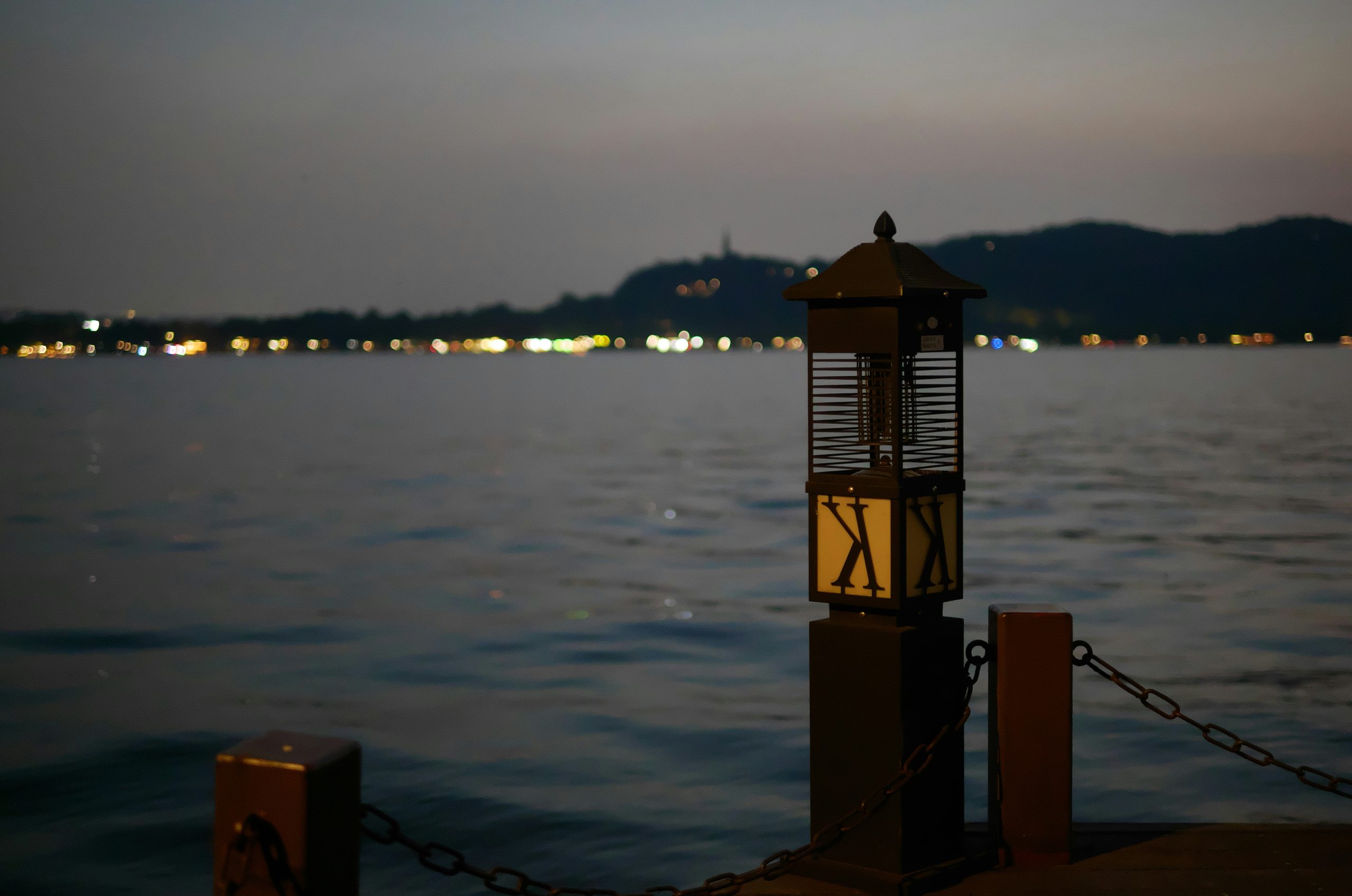Glowing Lit Lamp Post