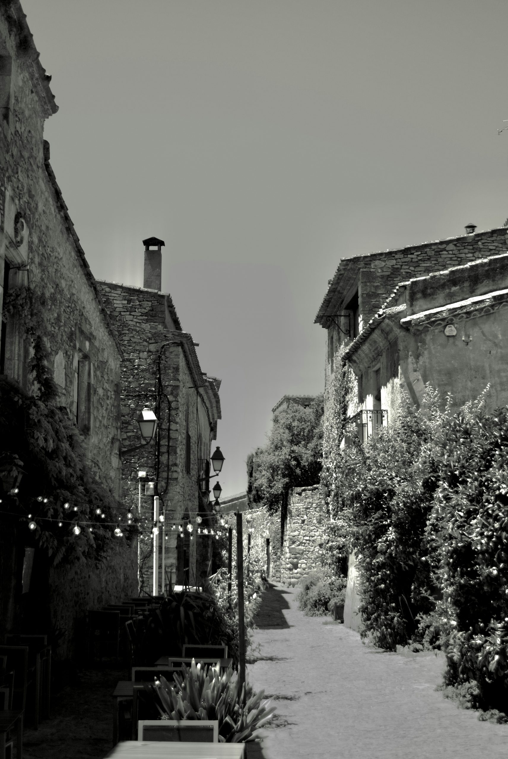 Glowing Narrow Stone Alleyway Between