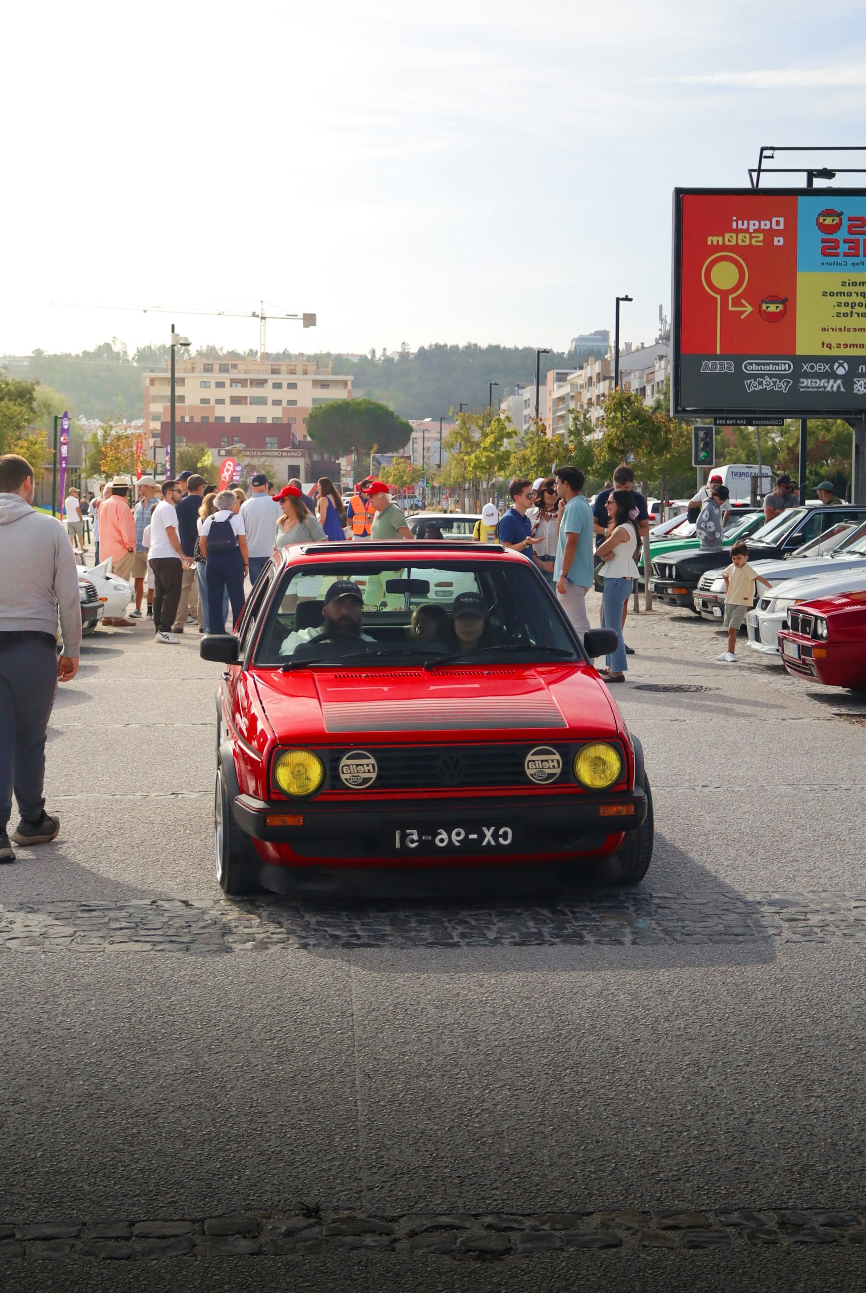 Glowing Red Volkswagen Golf Hatchback