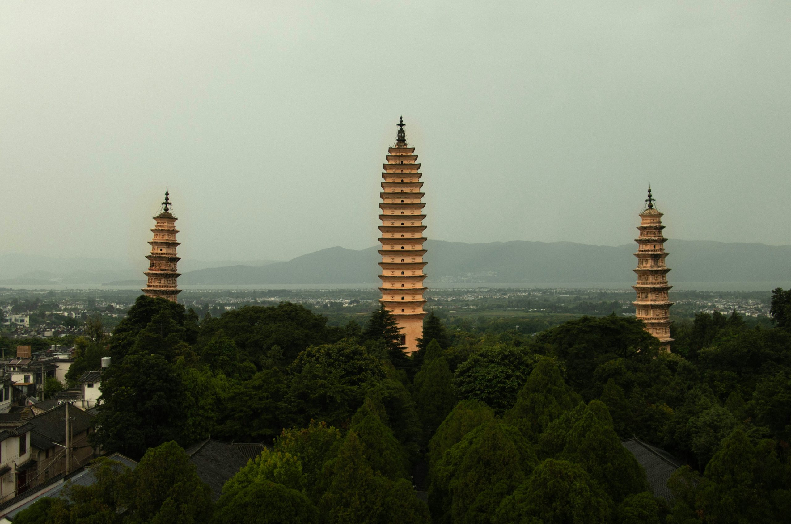 Ivory Three Tall Pagodas Rising