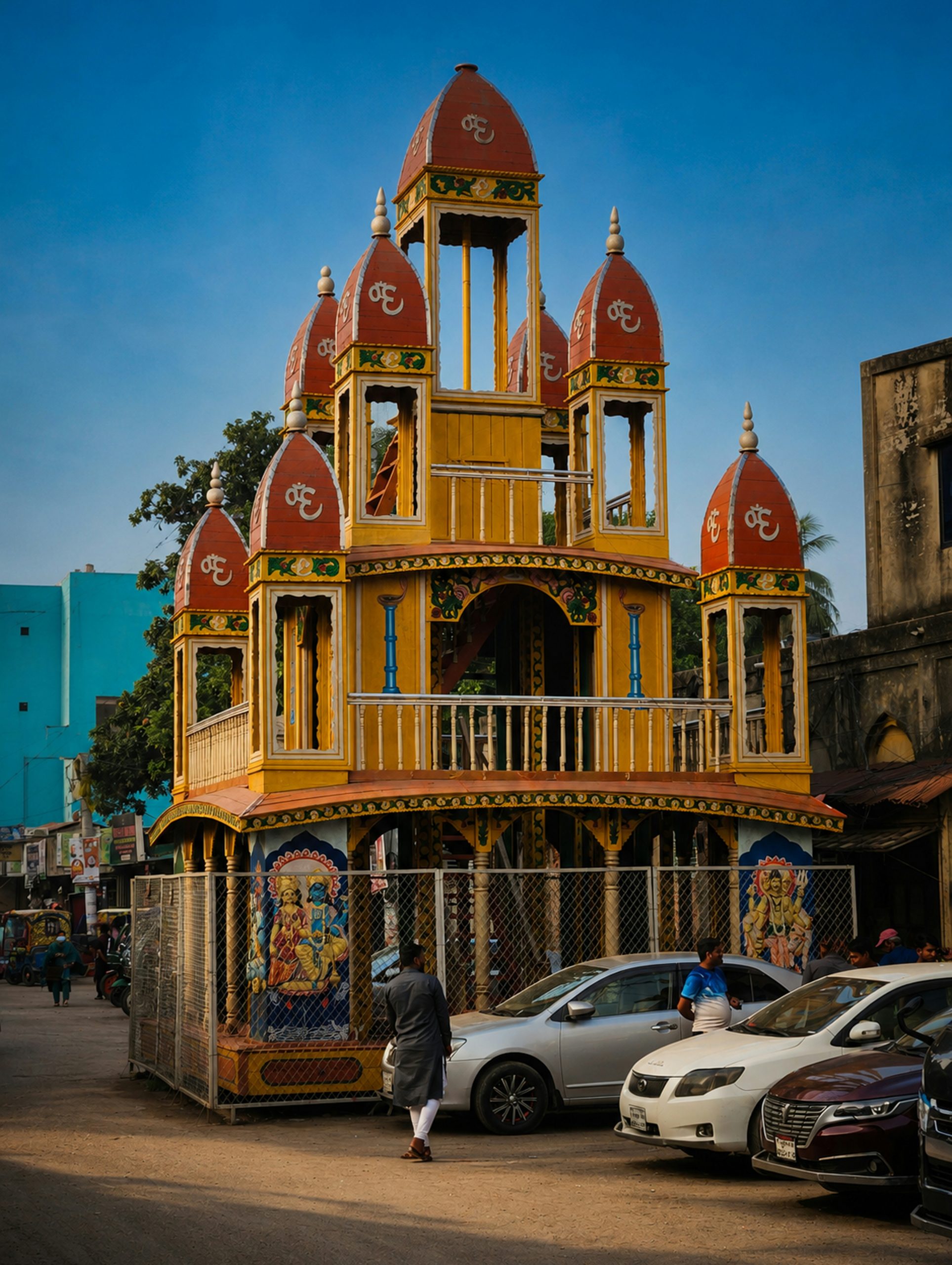 Majestic Colorful Wooden Temple Structure