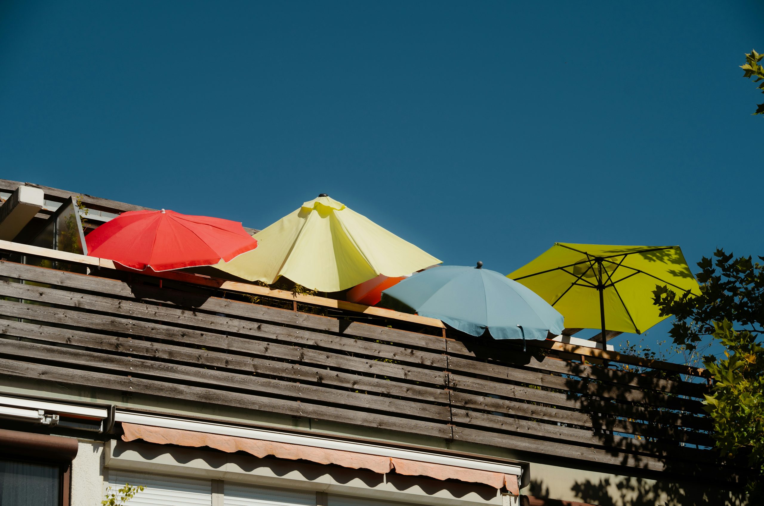 Radiant Four Colorful Patio Umbrellas
