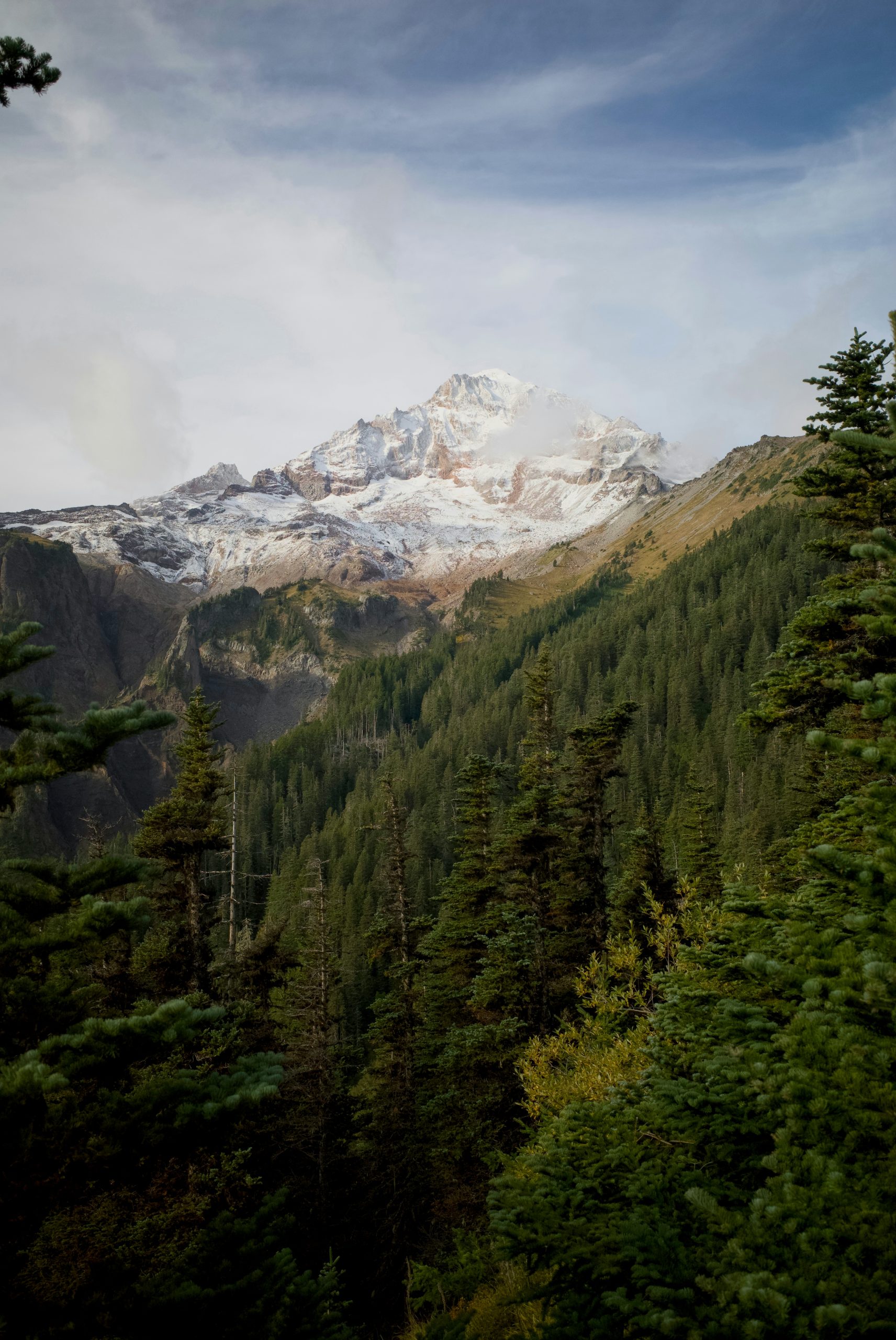 Radiant Snow-Capped Mountain Peak Rising