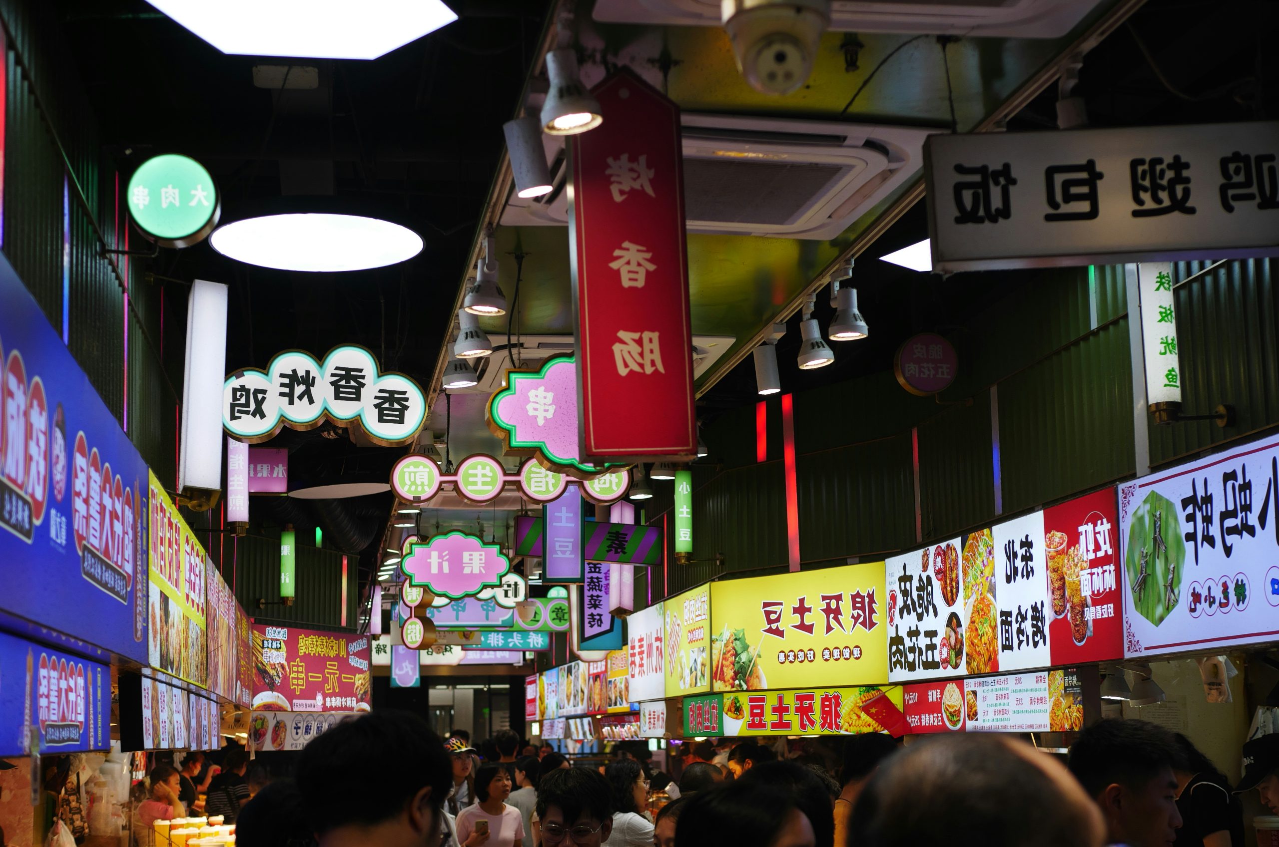 Sapphire Crowded Food Market Stalls