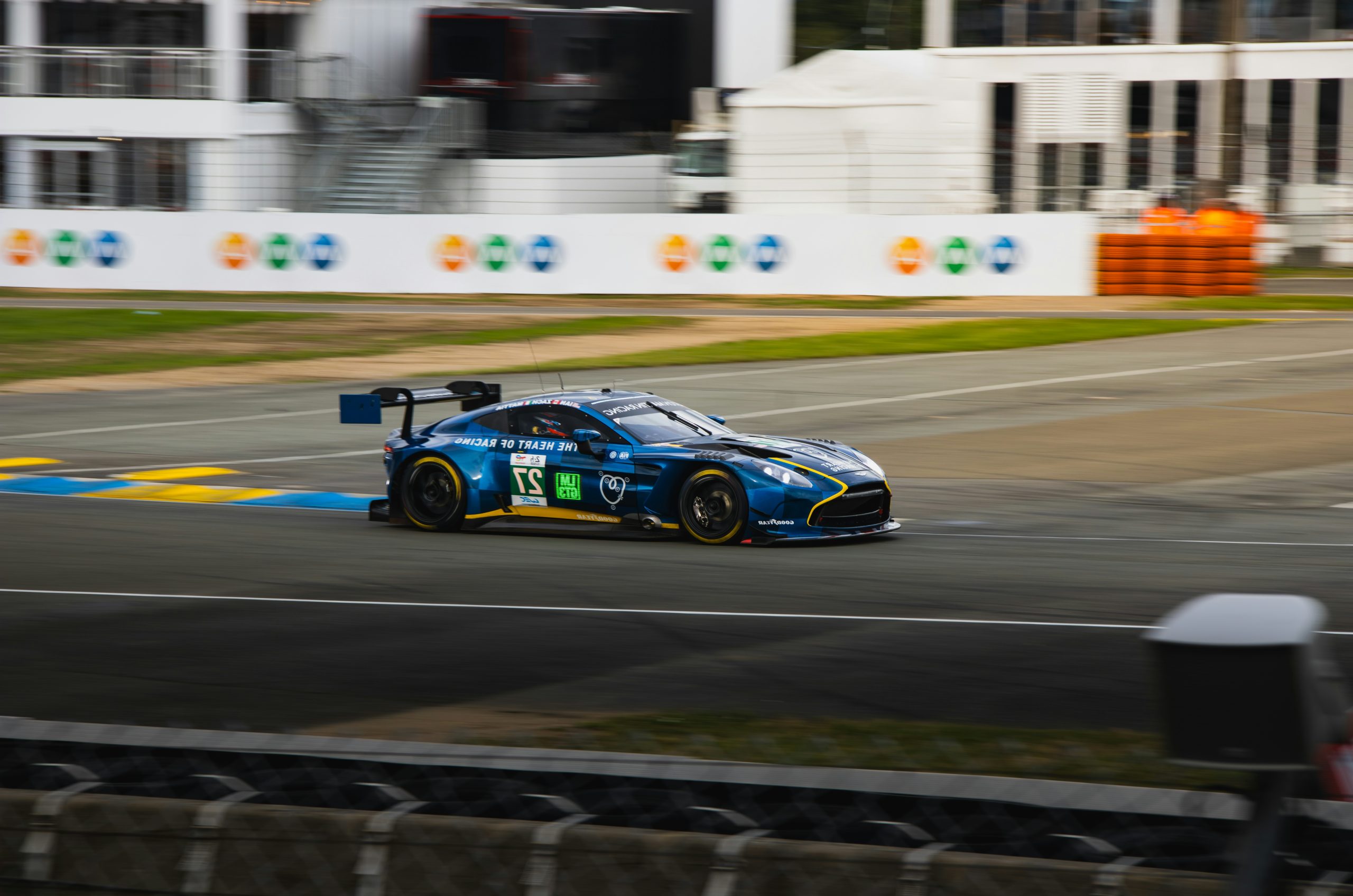 Sleek Blue Aston Martin Race