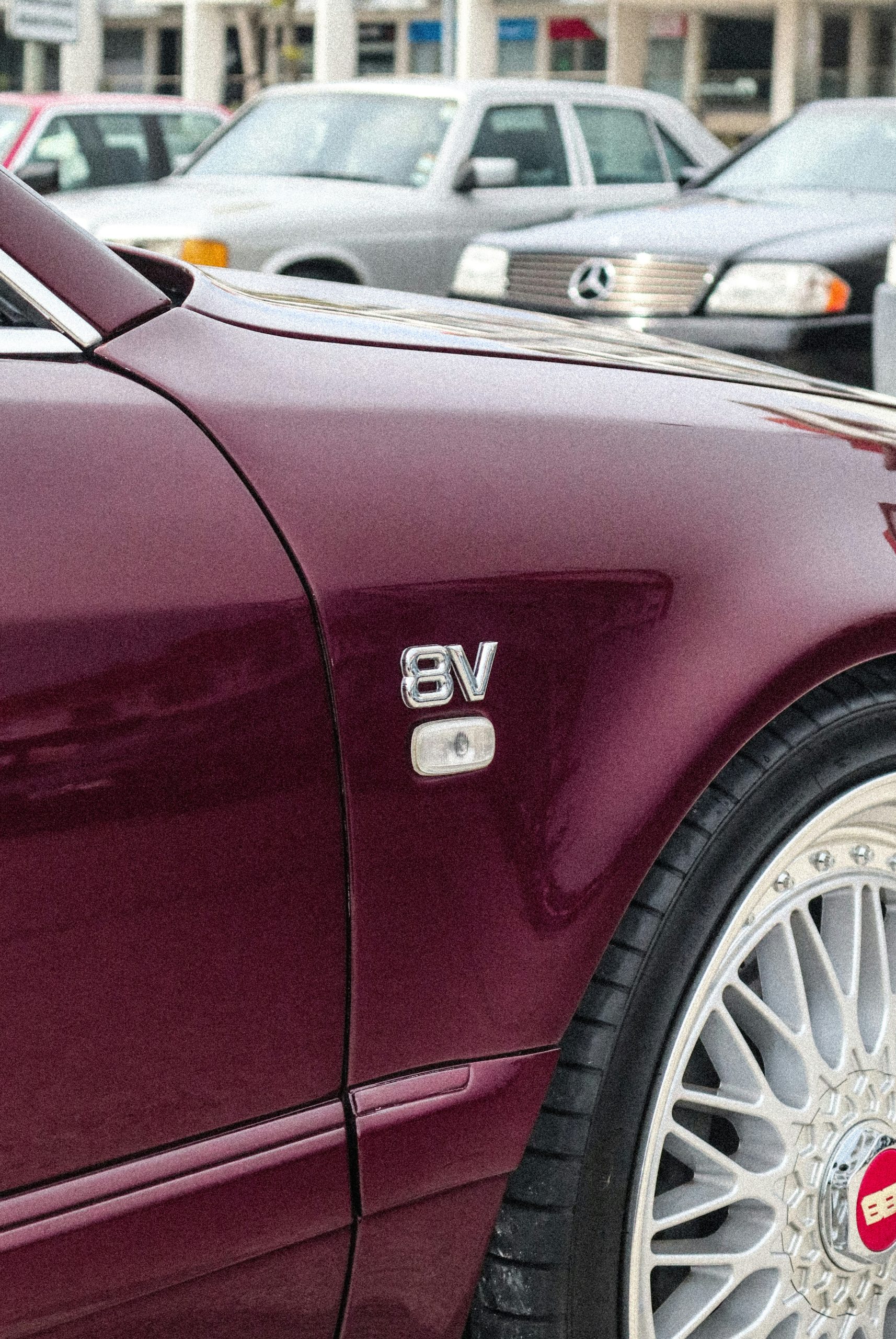 Sleek Maroon Car Fender