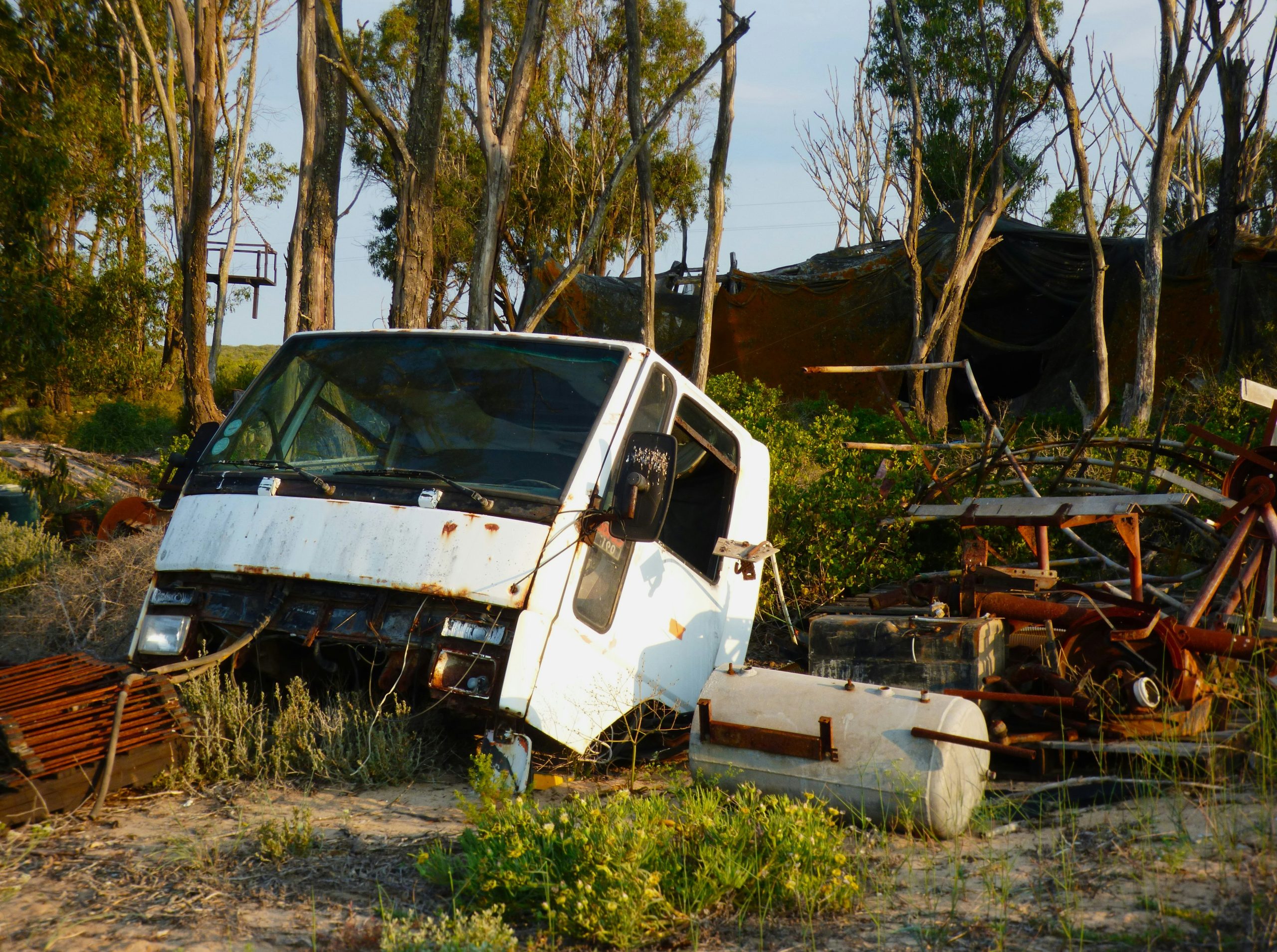 Sleek Rusted White Truck Cab