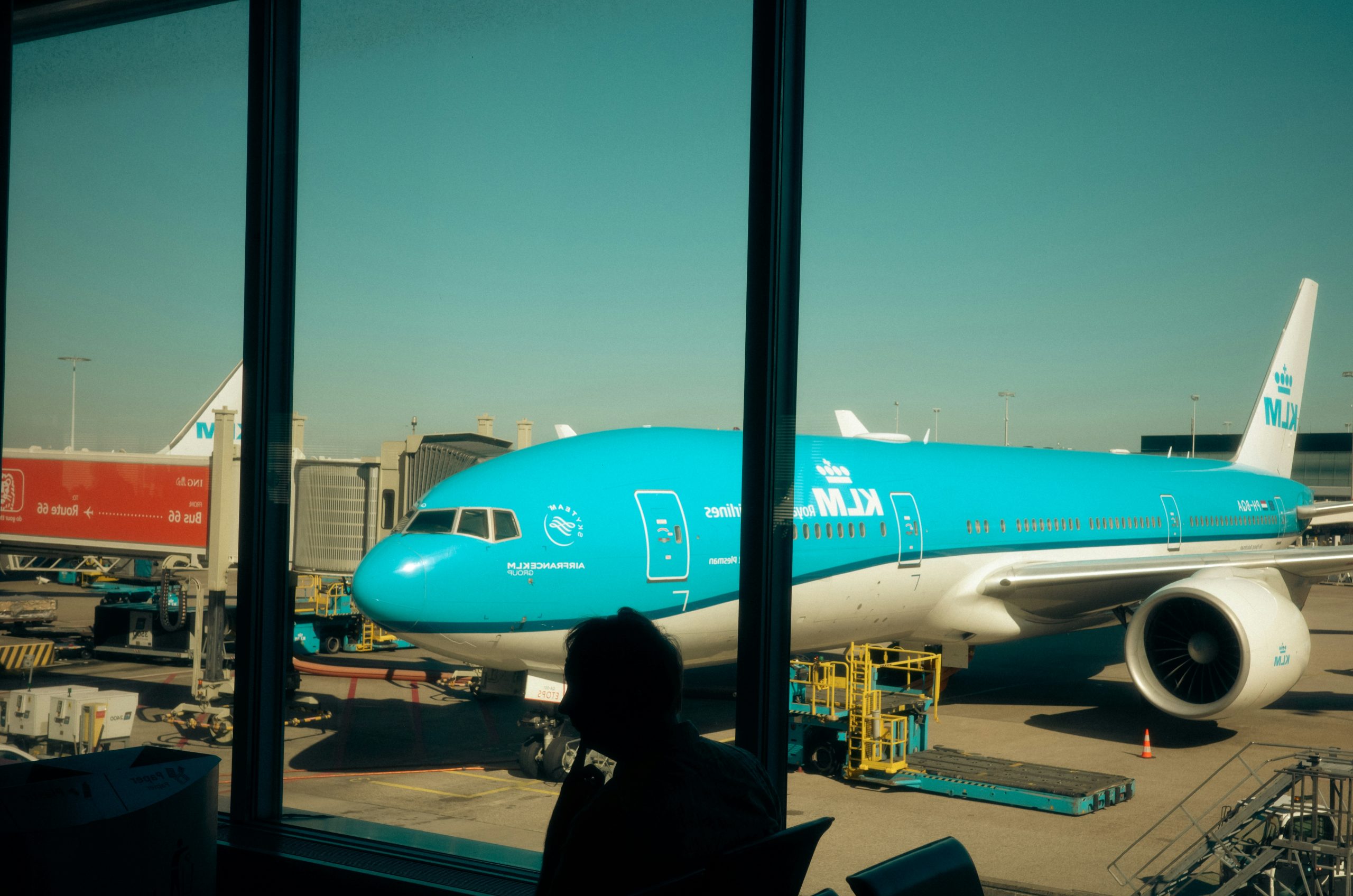 Sunlit Klm Airplane Parked
