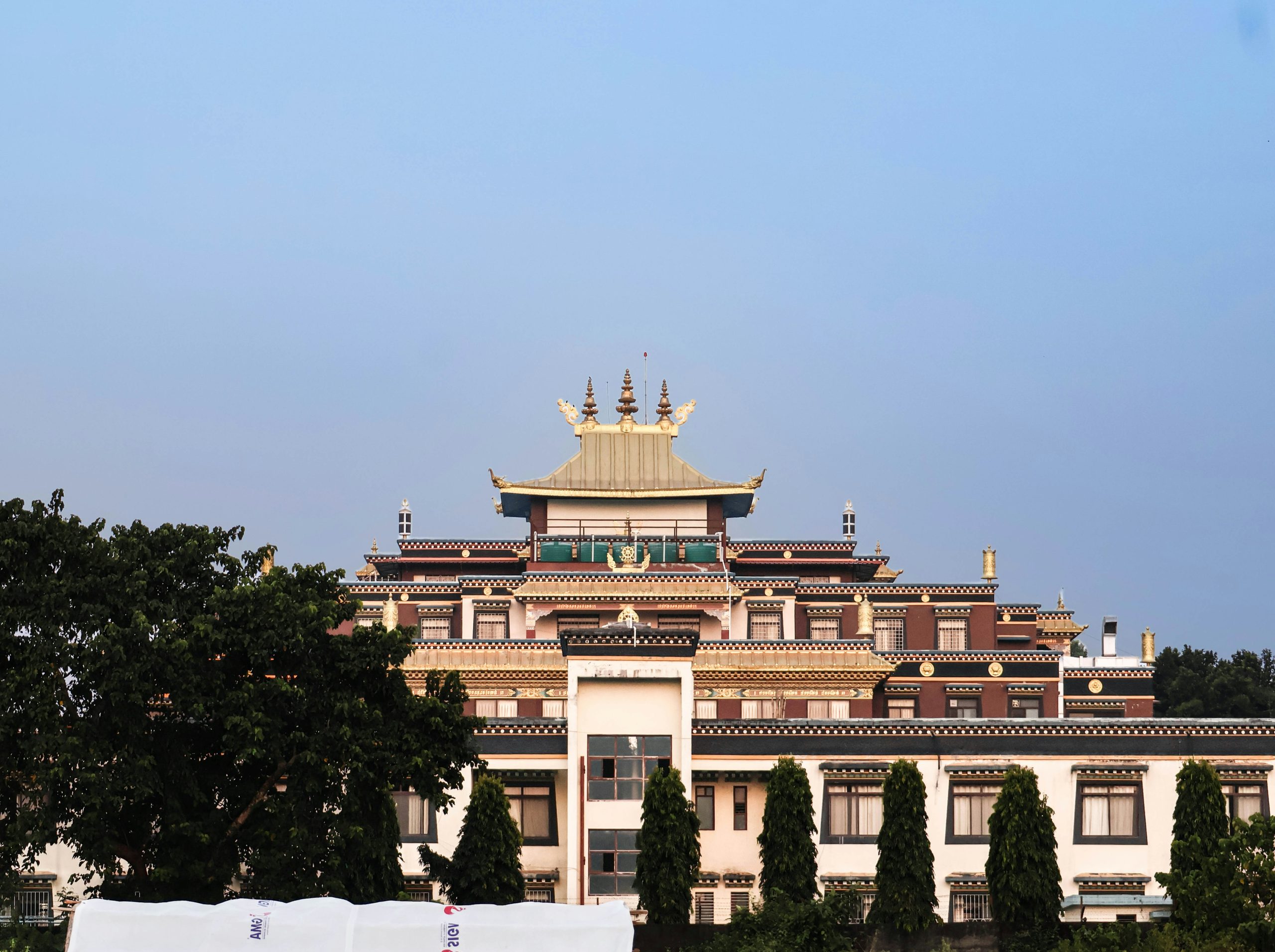Sunlit Multi-Tiered Buddhist Monastery