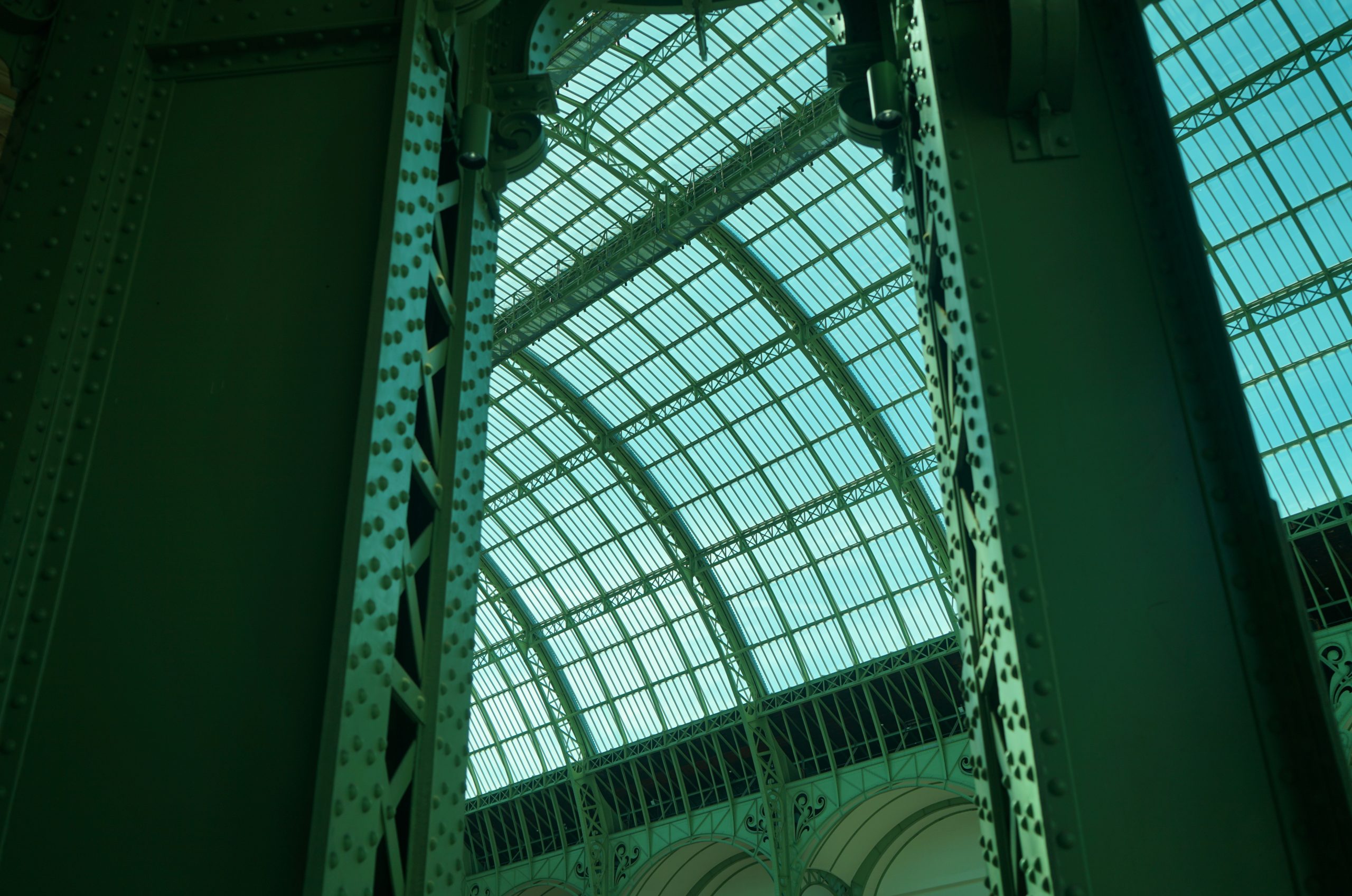 Sunlit Vaulted Glass Ceiling Framed