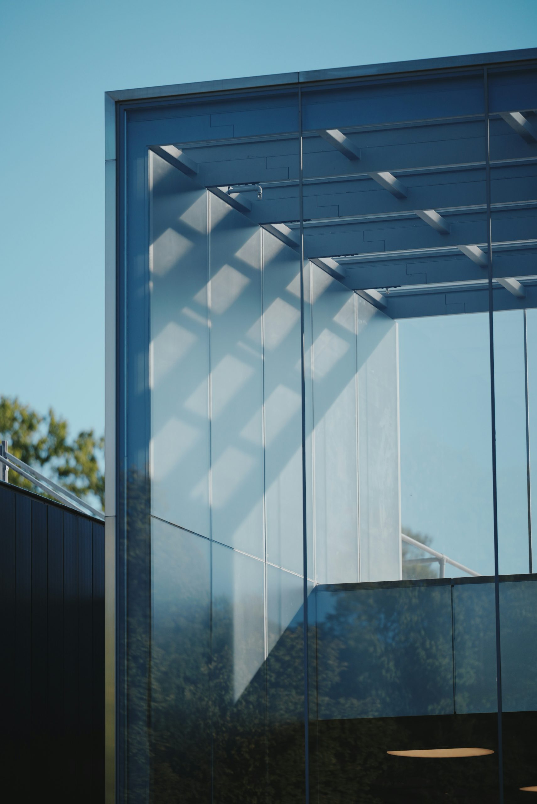 Twilit Modern Glass Building Facade