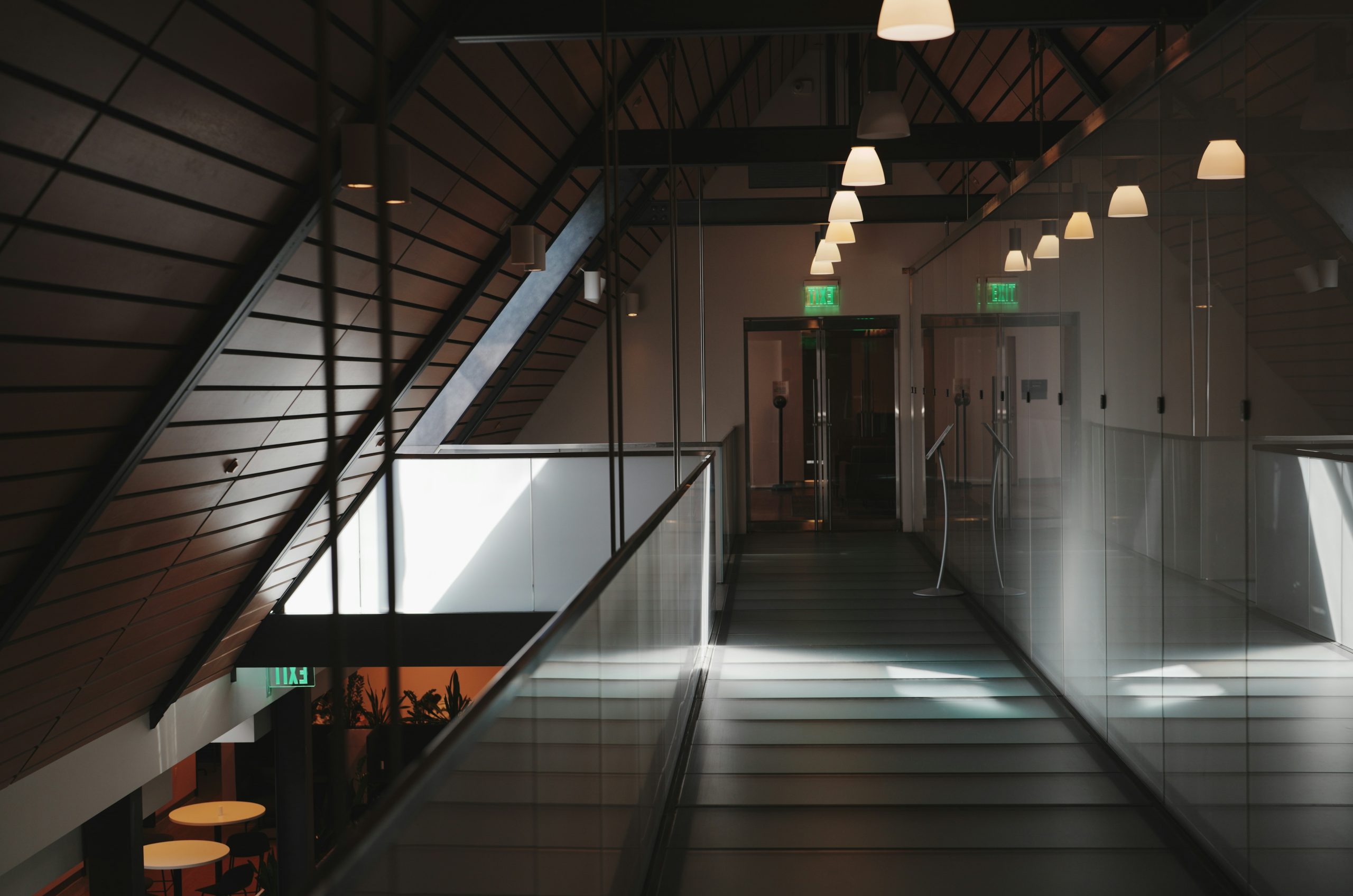 Twilit Modern Office Hallway