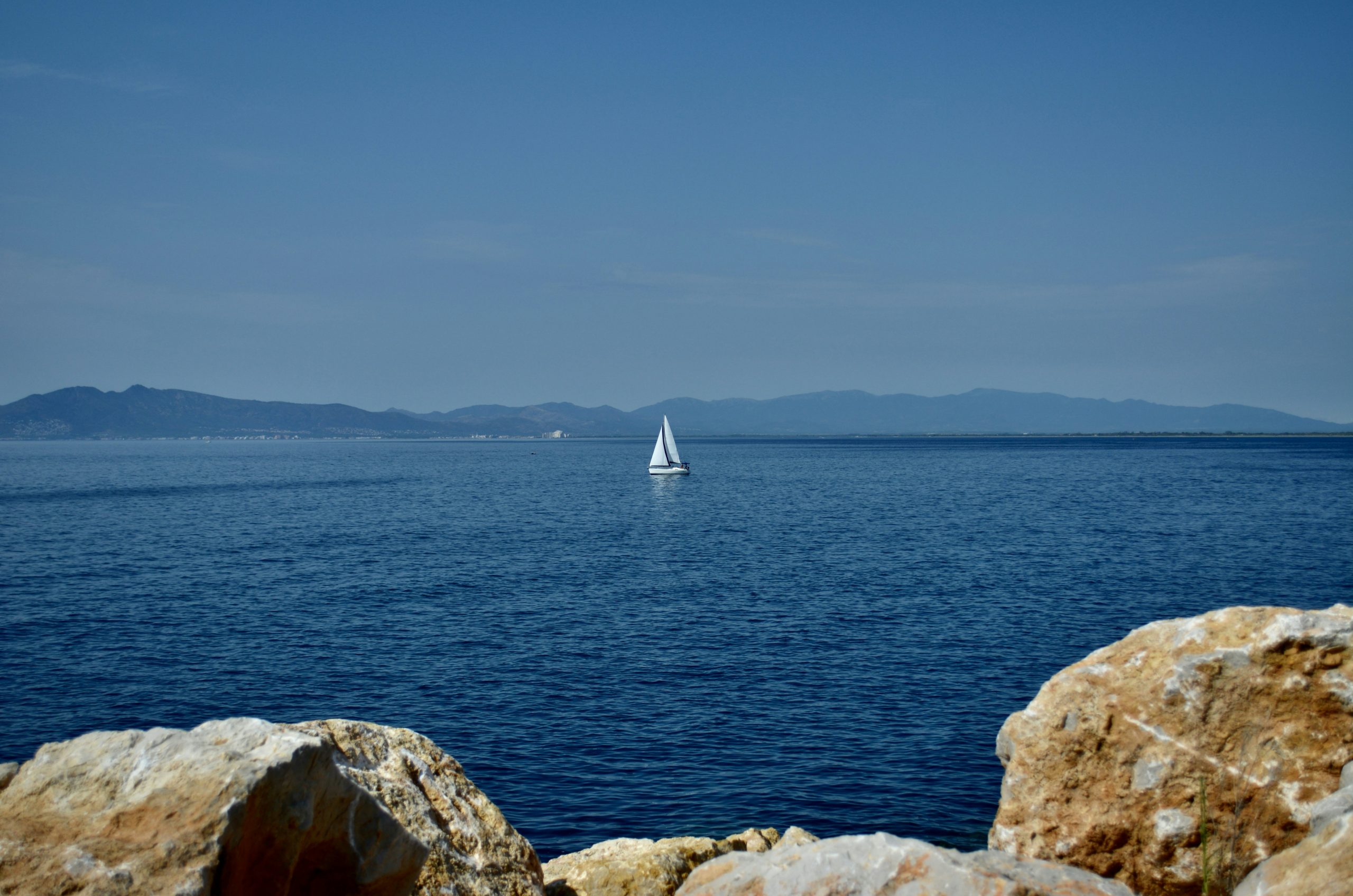 Vivid Small White Sailboat
