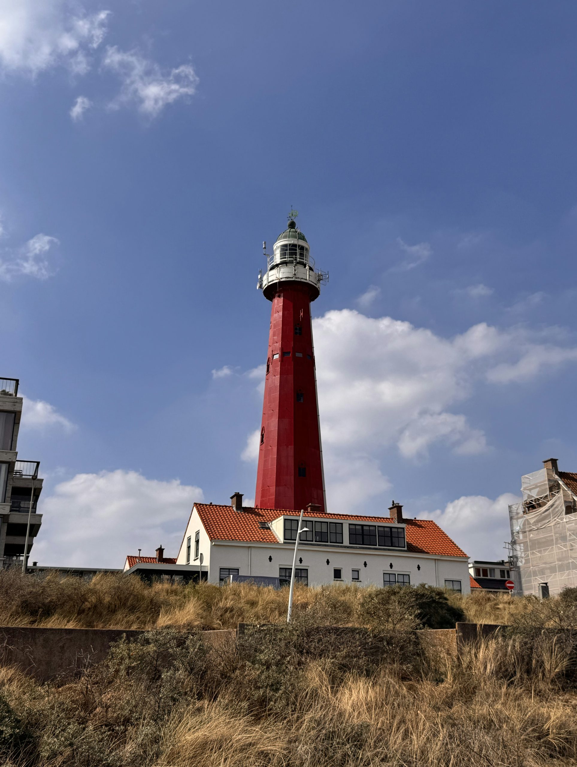 Vivid Tall Red Lighthouse Rising